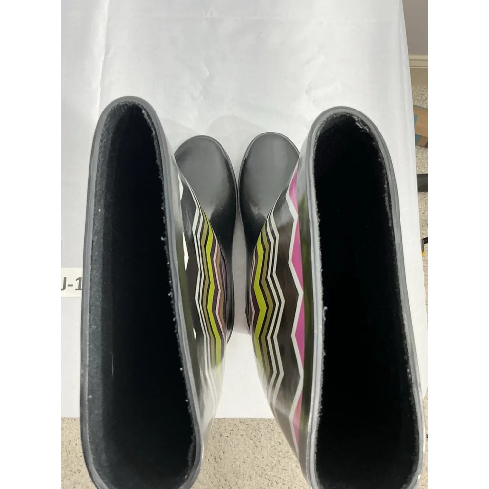 Girls 143 Girl Raindance Size 7m Black Multicolor Rain Boots Steel Shank